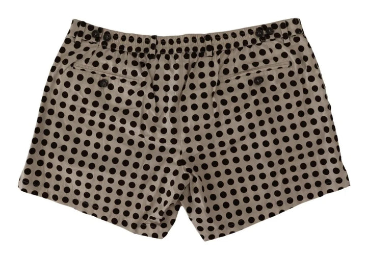 Dolce &amp; Gabbana Black White Polka Dots Cotton Linen Shorts