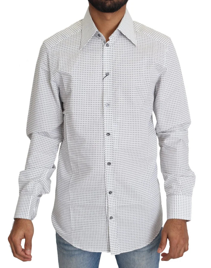 Dolce &amp; Gabbana Black White Polka Dots Dress Shirt