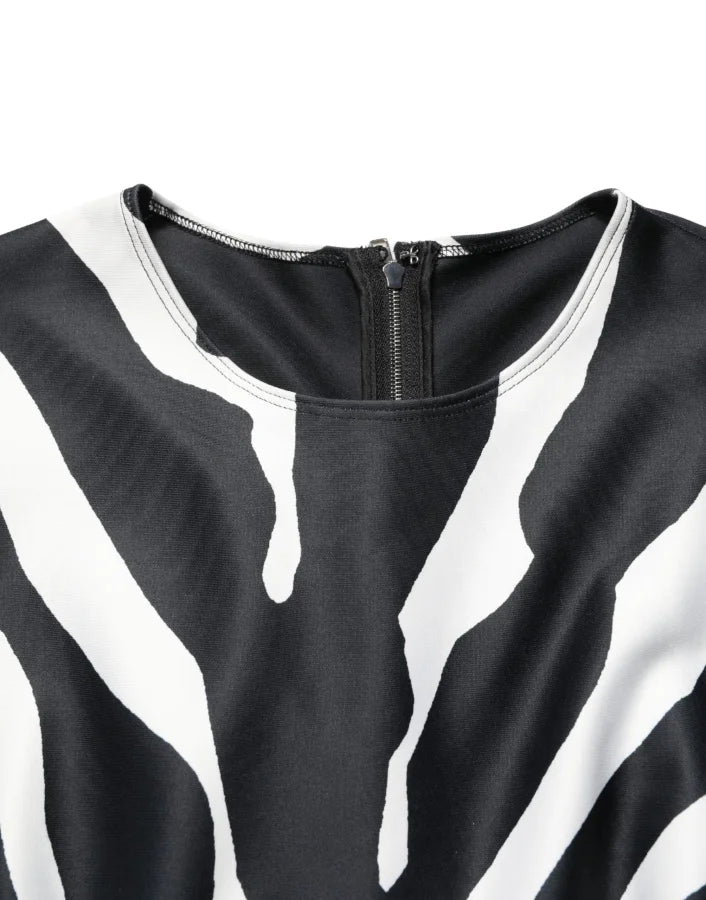 Dolce &amp; Gabbana Black White Polyester Zebra Pattern Jumpsuit