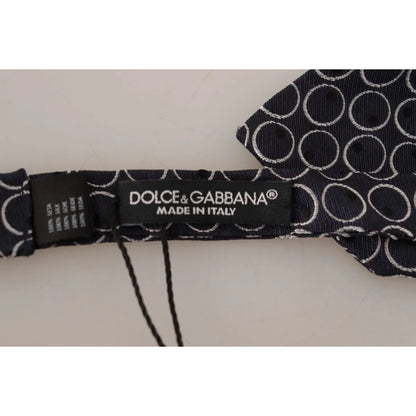 Dolce & Gabbana Black White Round 100% Silk Neck Papillon Tie