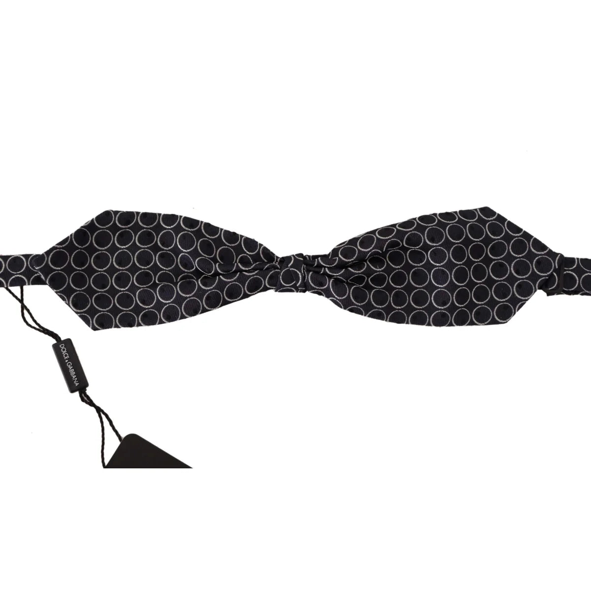 Dolce & Gabbana Black White Round 100% Silk Neck Papillon Tie