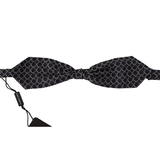 Dolce & Gabbana Black White Round 100% Silk Neck Papillon Tie