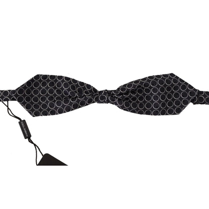 Dolce & Gabbana Black White Round 100% Silk Neck Papillon Tie