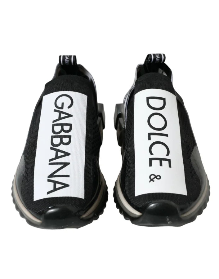 Dolce &amp; Gabbana Black White Slip On Sneakers Sorrento Shoes