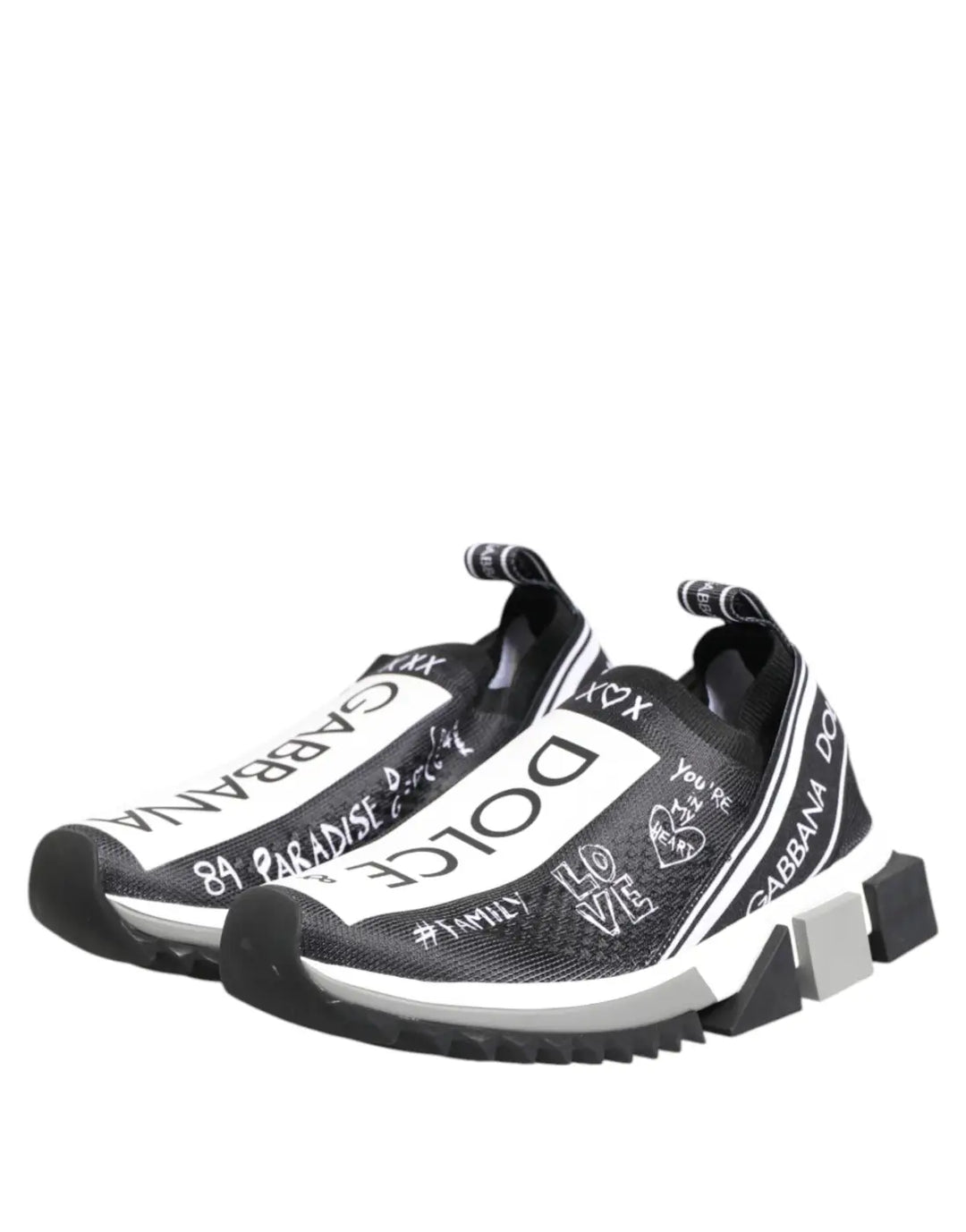 Dolce &amp; Gabbana Black White Sorrento Low Top Sneakers Shoes