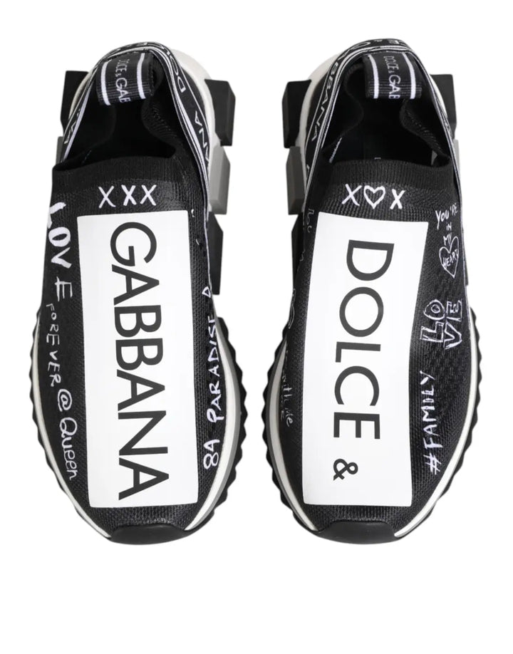 Dolce &amp; Gabbana Black White Sorrento Low Top Sneakers Shoes