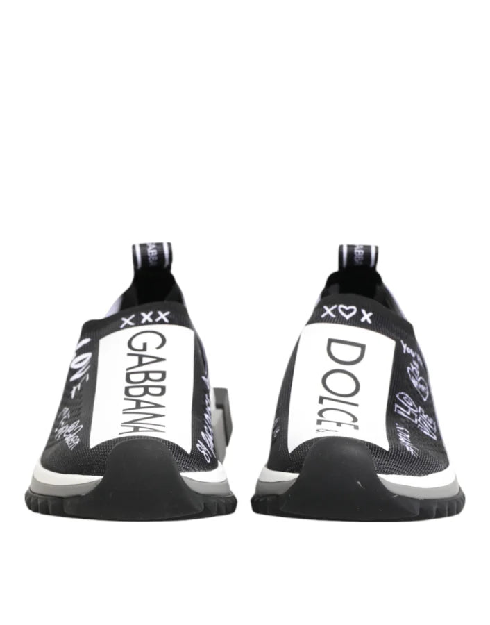 Dolce &amp; Gabbana Black White Sorrento Low Top Sneakers Shoes