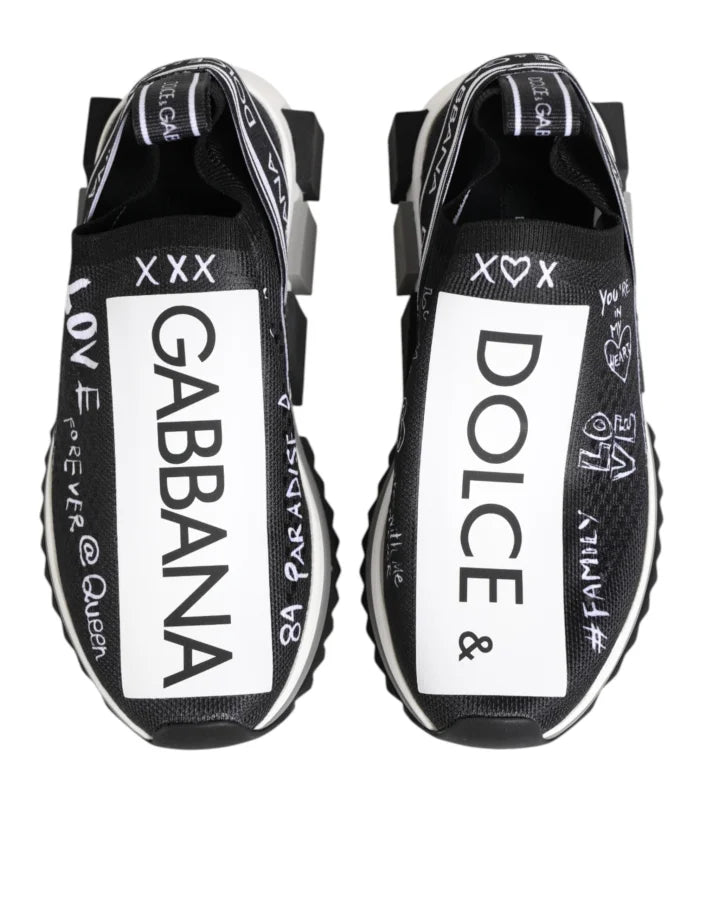 Dolce &amp; Gabbana Black White Sorrento Low Top Sneakers Shoes