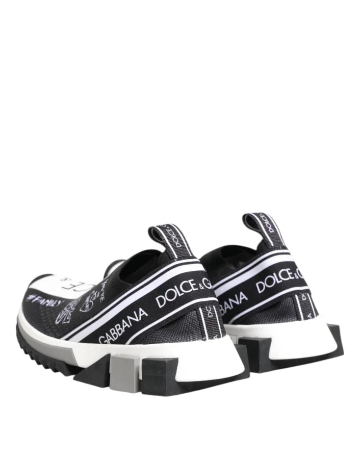 Dolce &amp; Gabbana Black White Sorrento Low Top Sneakers Shoes
