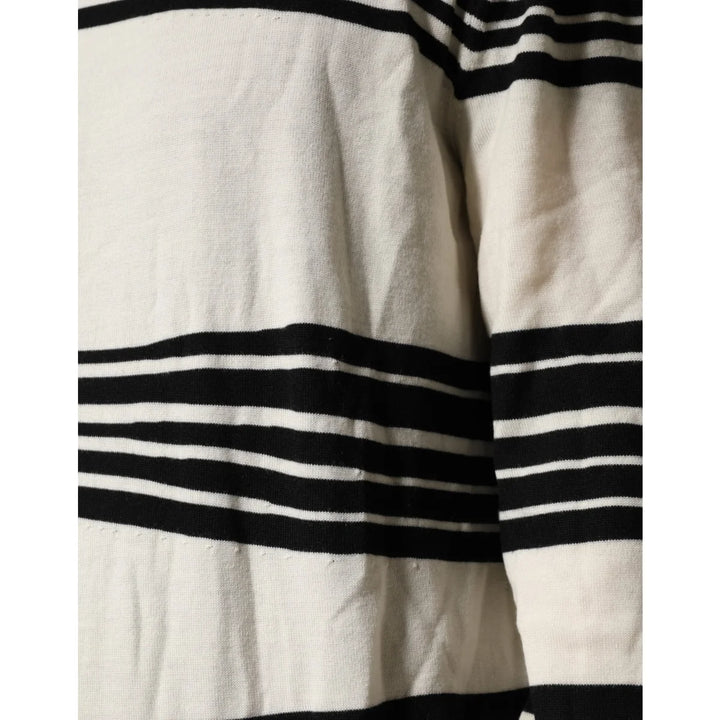 Dolce &amp; Gabbana Black White Stripe Crew Neck Pullover