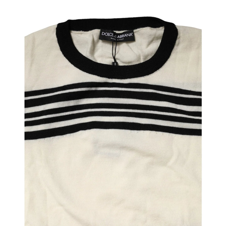 Dolce &amp; Gabbana Black White Stripe Crew Neck Pullover