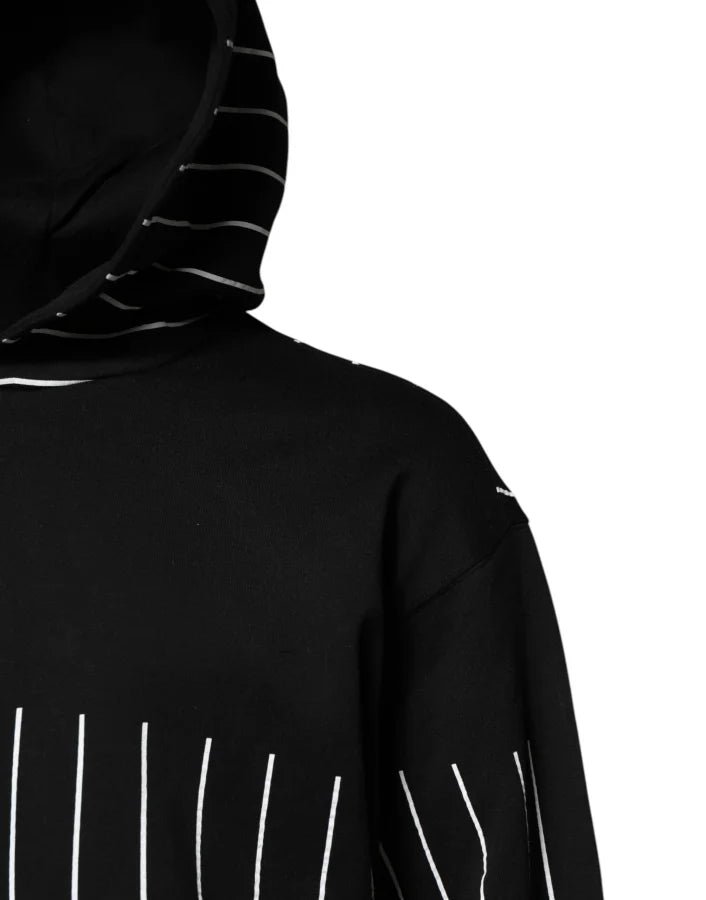 Dolce &amp; Gabbana Black White Stripe Hooded Sweatshirt Sweater