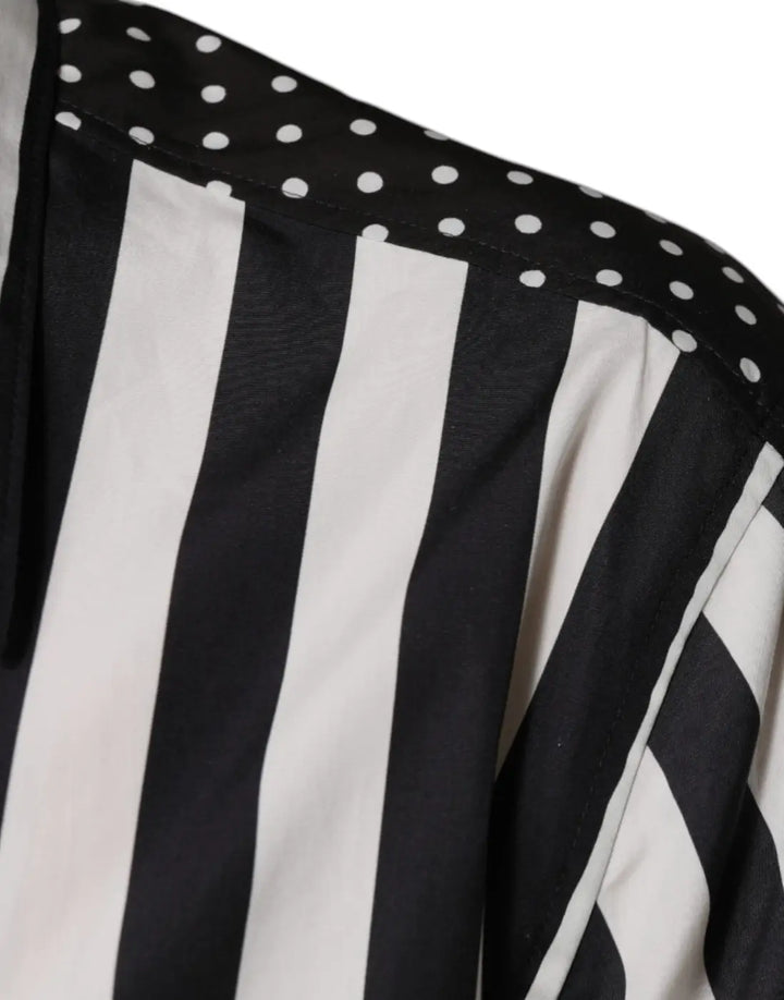 Dolce &amp; Gabbana Black White Striped Button Down Casual Shirt