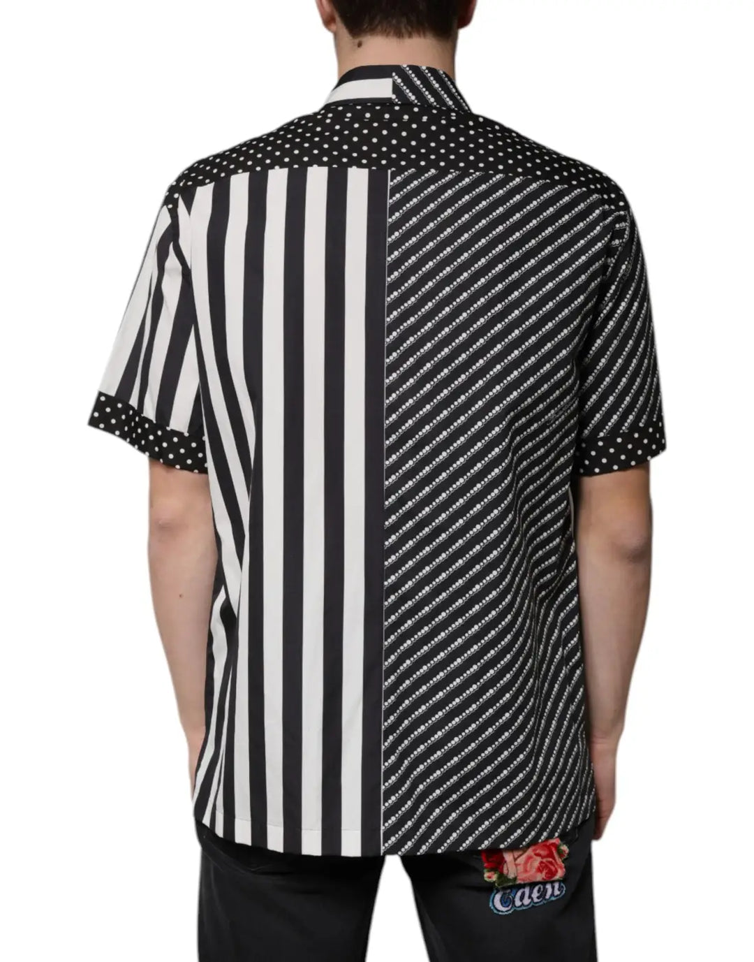 Dolce &amp; Gabbana Black White Striped Button Down Casual Shirt