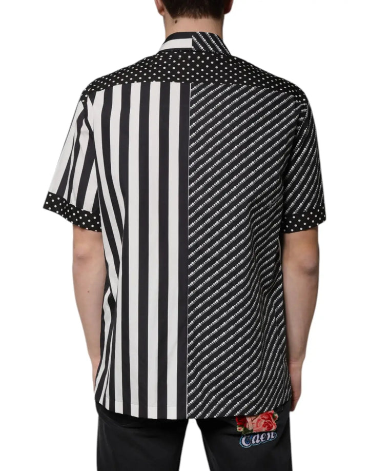 Dolce &amp; Gabbana Black White Striped Button Down Casual Shirt