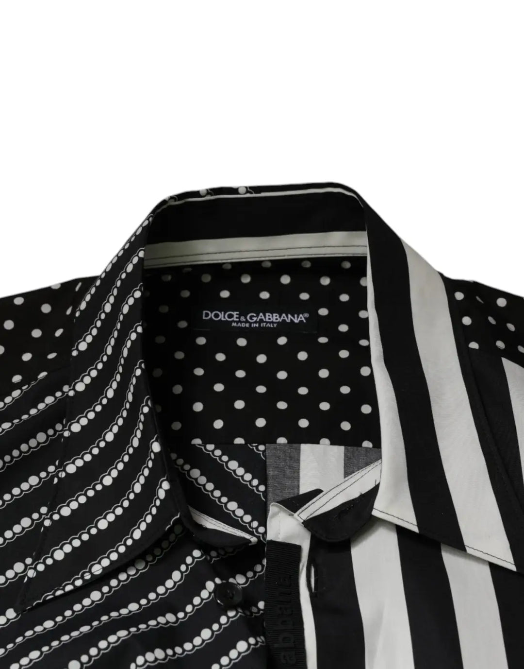 Dolce &amp; Gabbana Black White Striped Button Down Casual Shirt