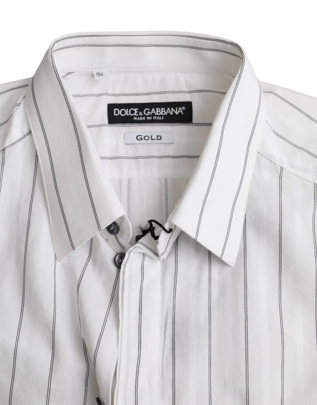 Dolce &amp; Gabbana Black White Striped Formal Dress GOLD Shirt
