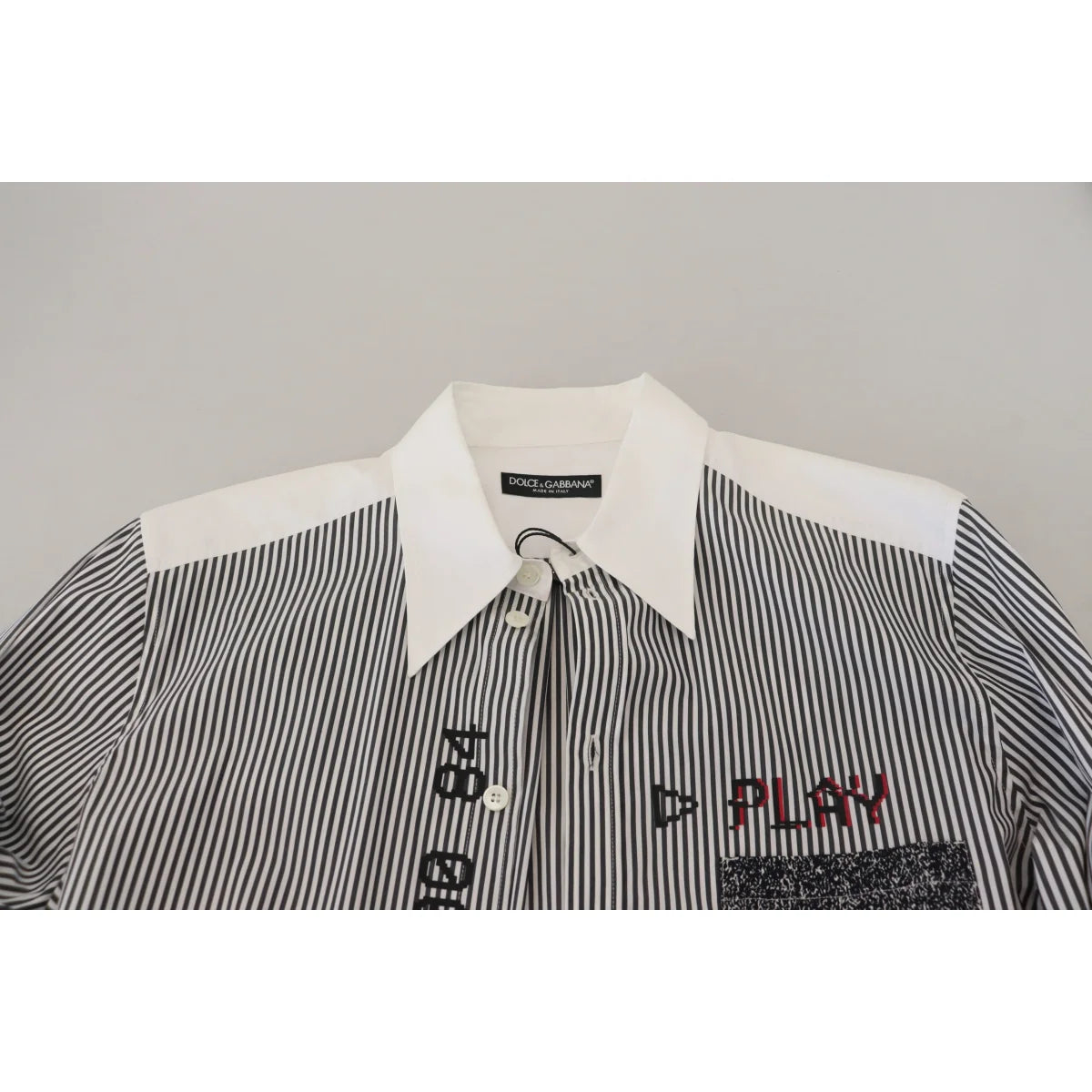 Dolce & Gabbana Black White Striped Long Sleeve Casual Shirt
