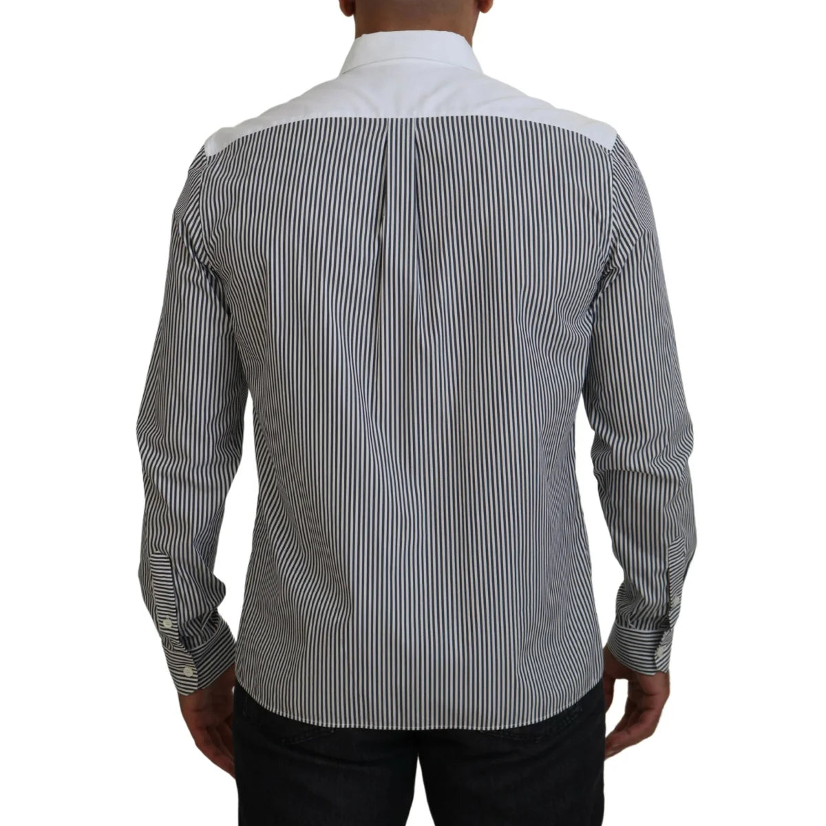 Dolce & Gabbana Black White Striped Long Sleeve Casual Shirt