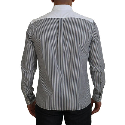Dolce & Gabbana Black White Striped Long Sleeve Casual Shirt