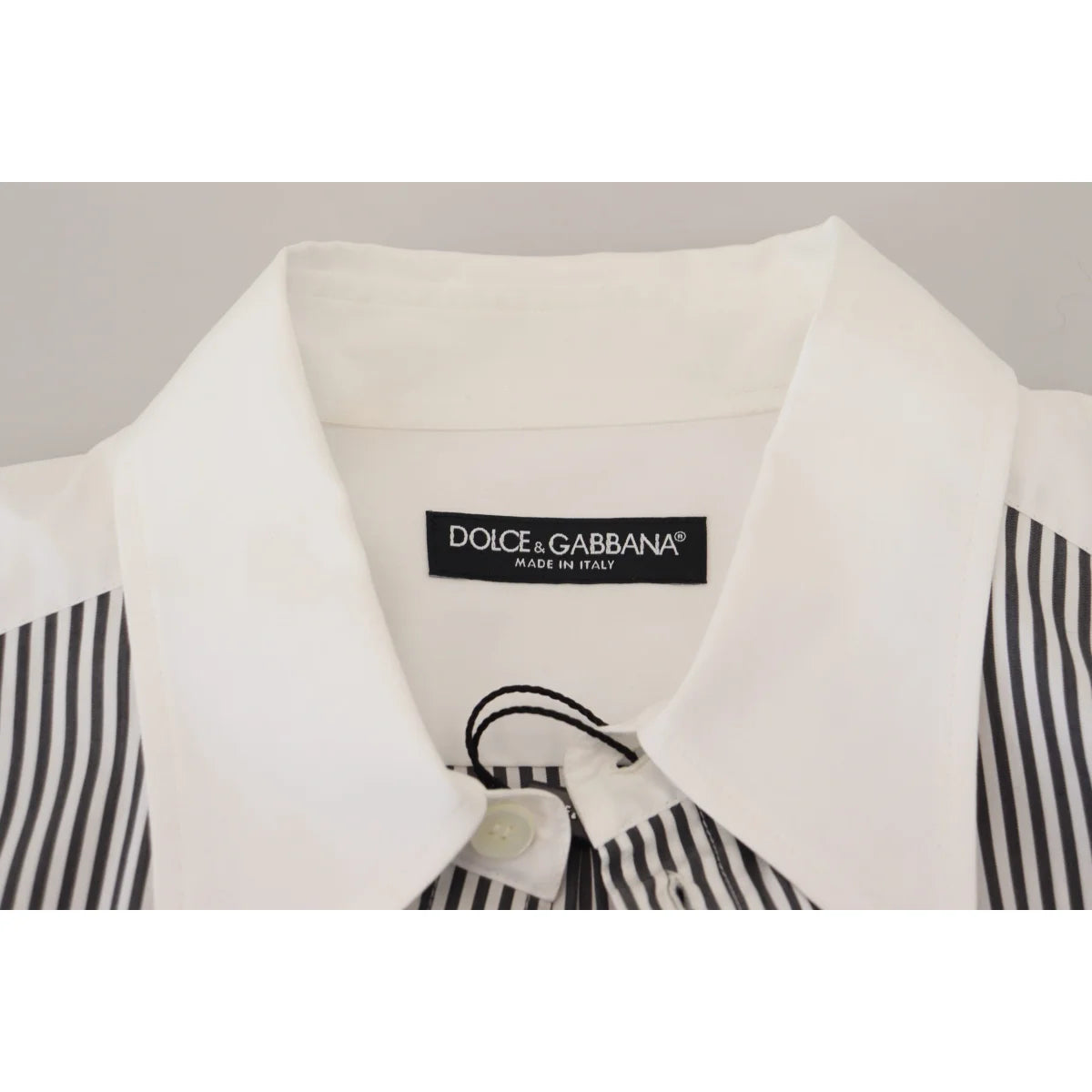 Dolce & Gabbana Black White Striped Long Sleeve Casual Shirt