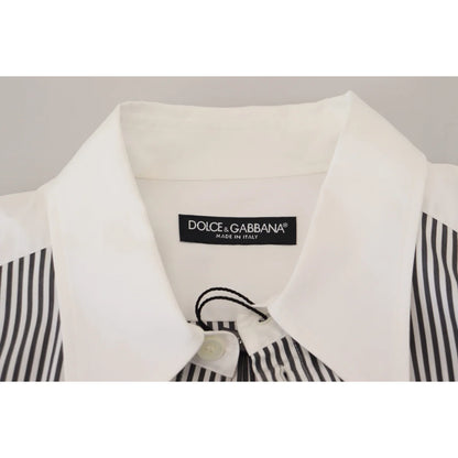 Dolce & Gabbana Black White Striped Long Sleeve Casual Shirt