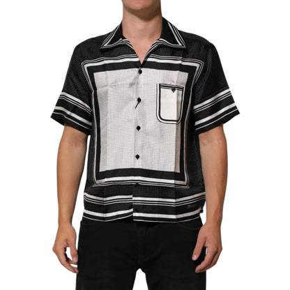 Dolce & Gabbana Black White Stripedot Polo Shirt for Men