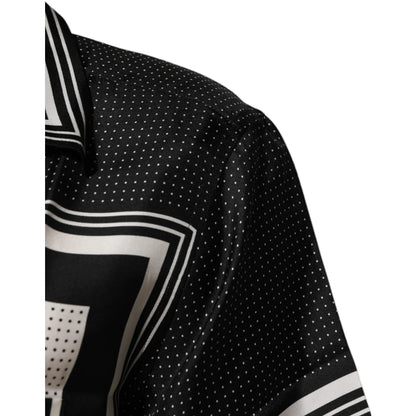 Dolce & Gabbana Black White Stripedot Polo Shirt for Men