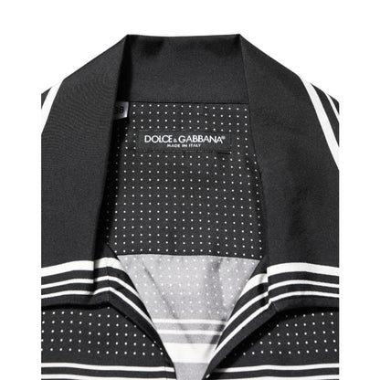 Dolce & Gabbana Black White Stripedot Polo Shirt for Men
