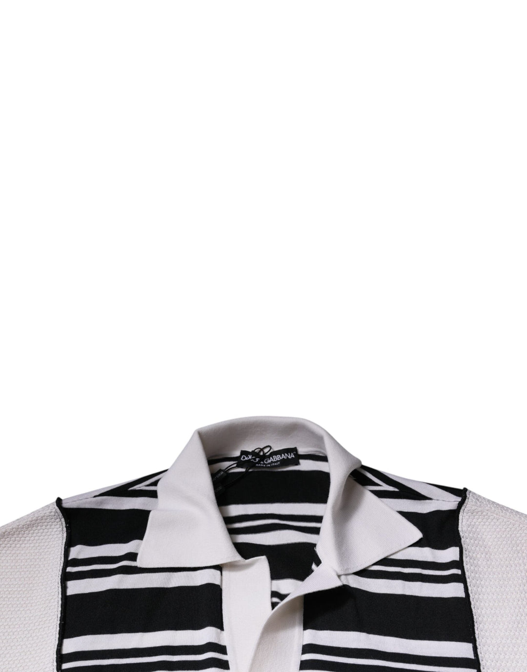 Dolce &amp; Gabbana Black White Stripes Collared Polo T-shirt