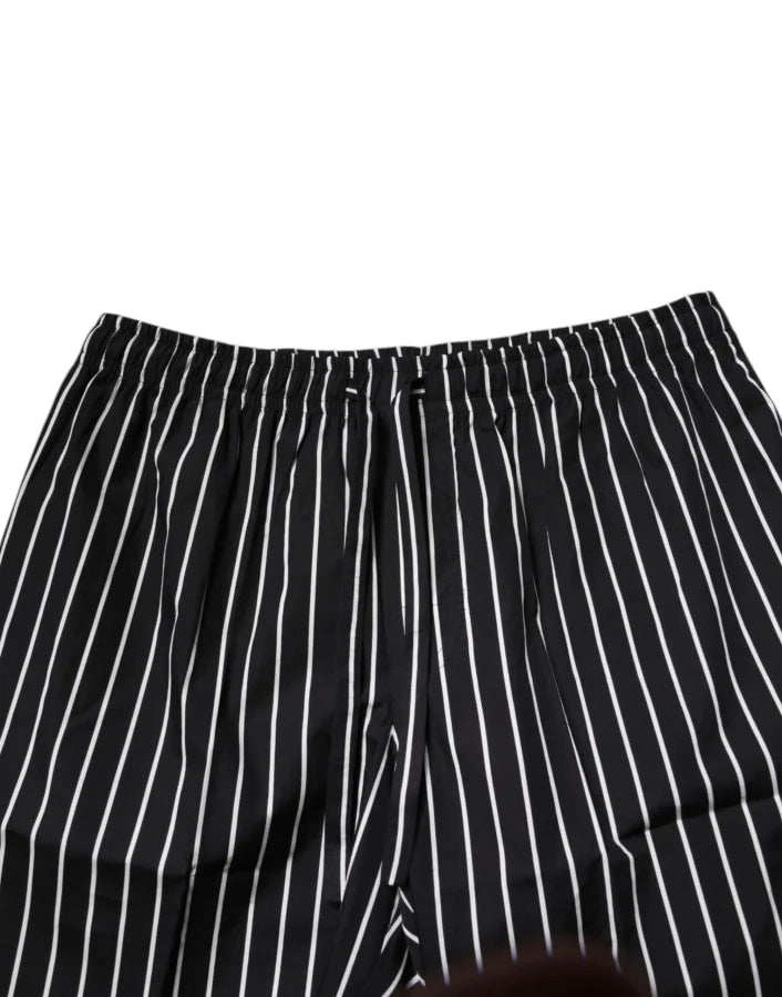 Dolce &amp; Gabbana Black White Stripes Cotton Men Pajama Set Sleepwear