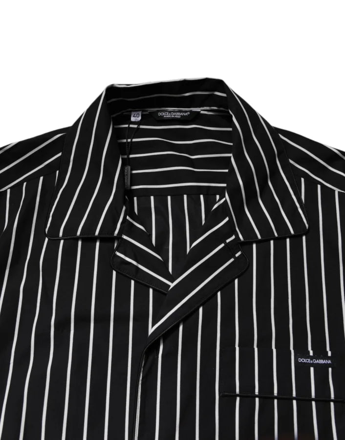 Dolce &amp; Gabbana Black White Stripes Cotton Men Pajama Set Sleepwear