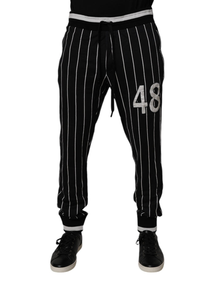 Dolce &amp; Gabbana Black White Stripes Jogger Sweatpants Pants