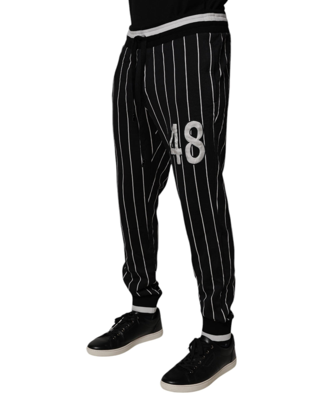 Dolce &amp; Gabbana Black White Stripes Jogger Sweatpants Pants