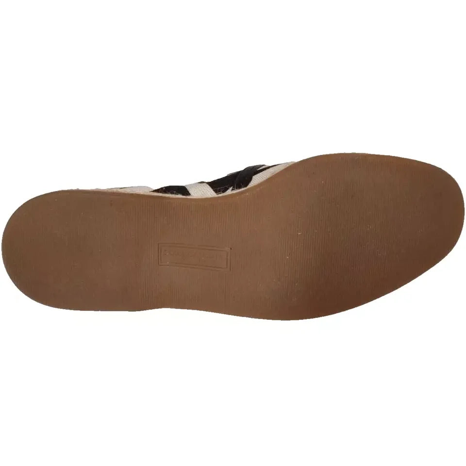 Dolce & Gabbana Black White Stripes Slip On Espadrille Shoes