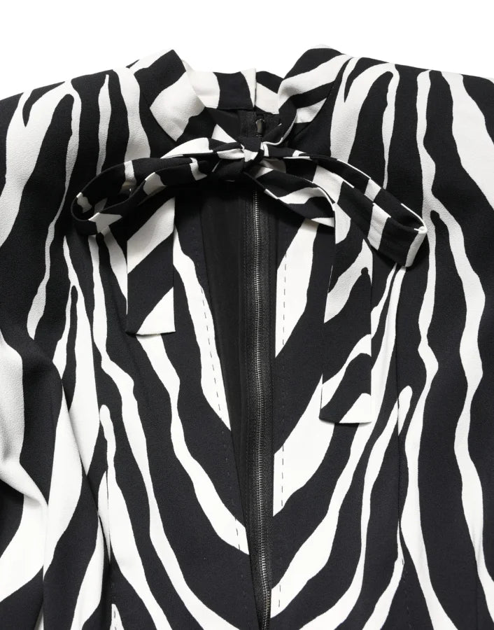 Dolce &amp; Gabbana Black White Viscose Zebra Pattern Jumpsuit