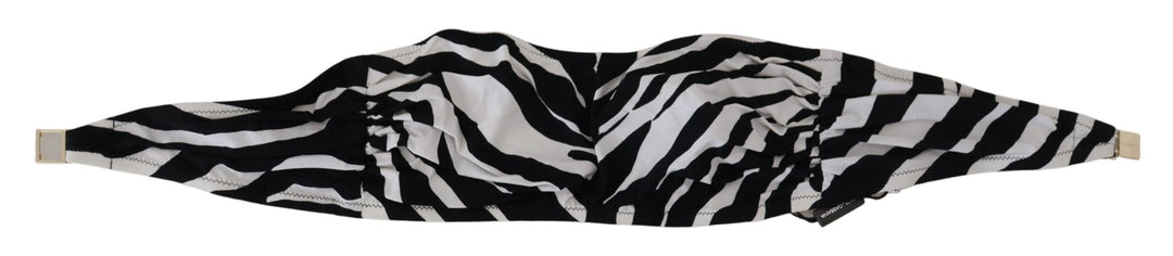 Dolce &amp; Gabbana Black White Zebra Bandeau Swimwear Bikini Top - Women’s Tops
