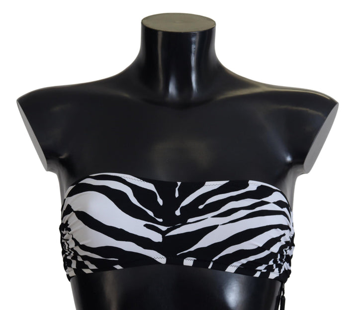 Dolce &amp; Gabbana Black White Zebra Bandeau Swimwear Bikini Top - Women’s Tops