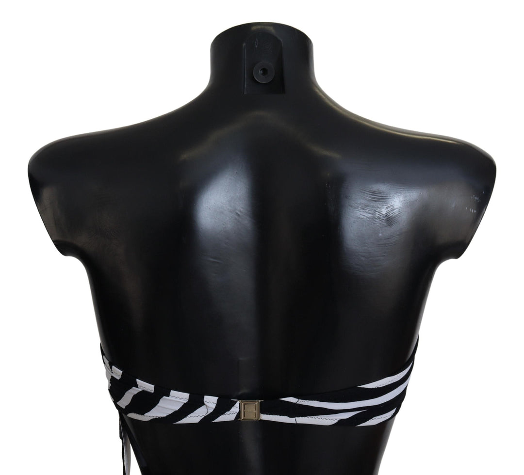 Dolce &amp; Gabbana Black White Zebra Bandeau Swimwear Bikini Top - Women’s Tops