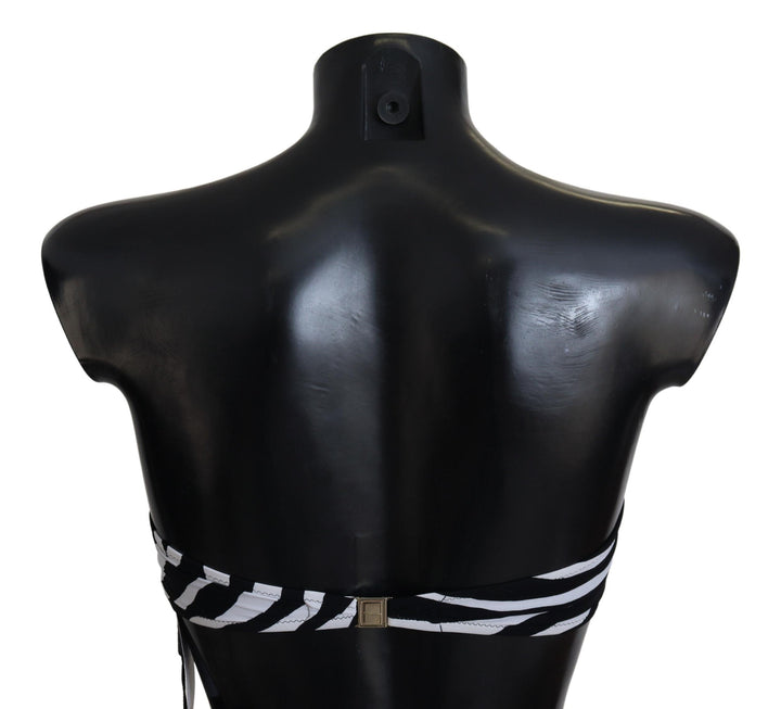Dolce &amp; Gabbana Black White Zebra Bandeau Swimwear Bikini Top - Women’s Tops