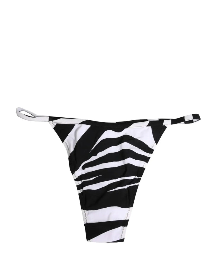 Dolce &amp; Gabbana Black White Zebra Bikini Top Bottom Swimwear