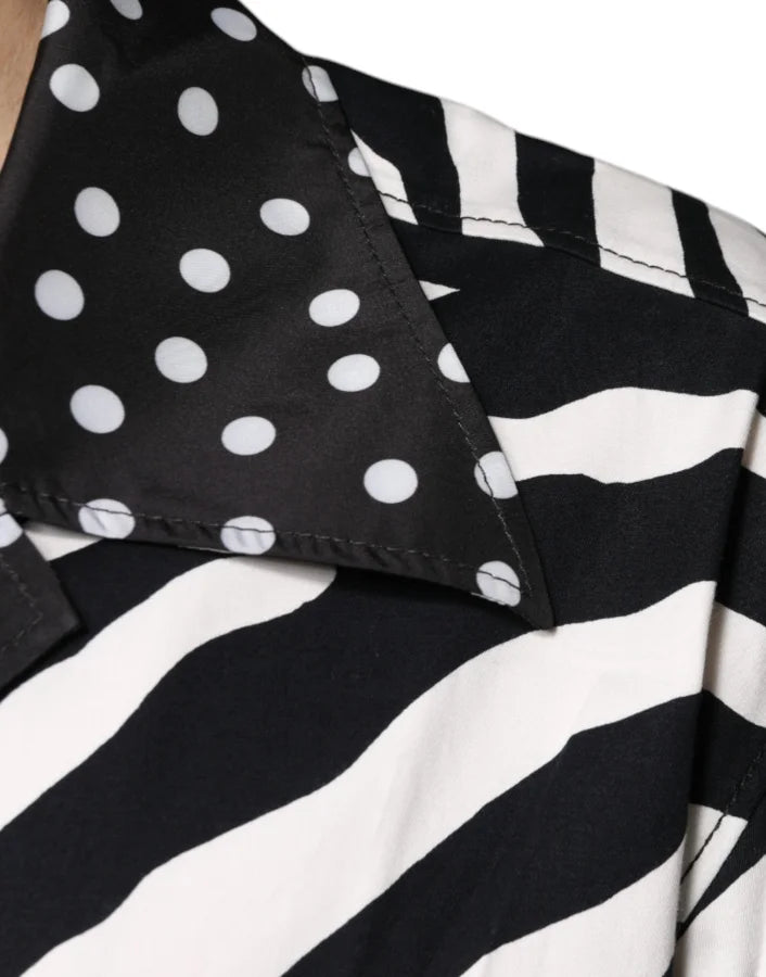 Dolce &amp; Gabbana Black White Zebra Button Down Oversize Shirt