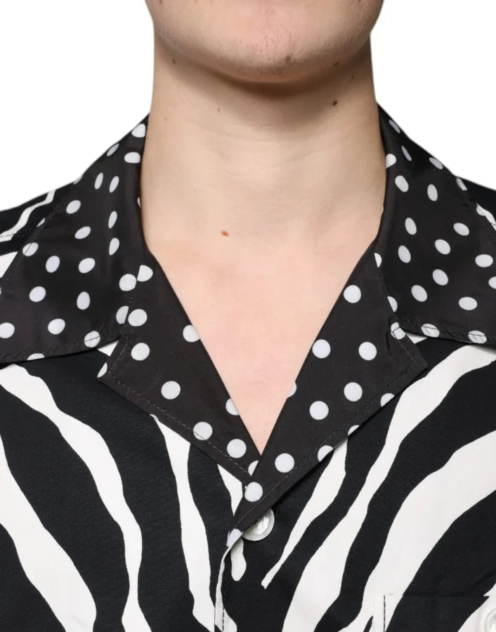 Dolce &amp; Gabbana Black White Zebra Button Down Oversize Shirt