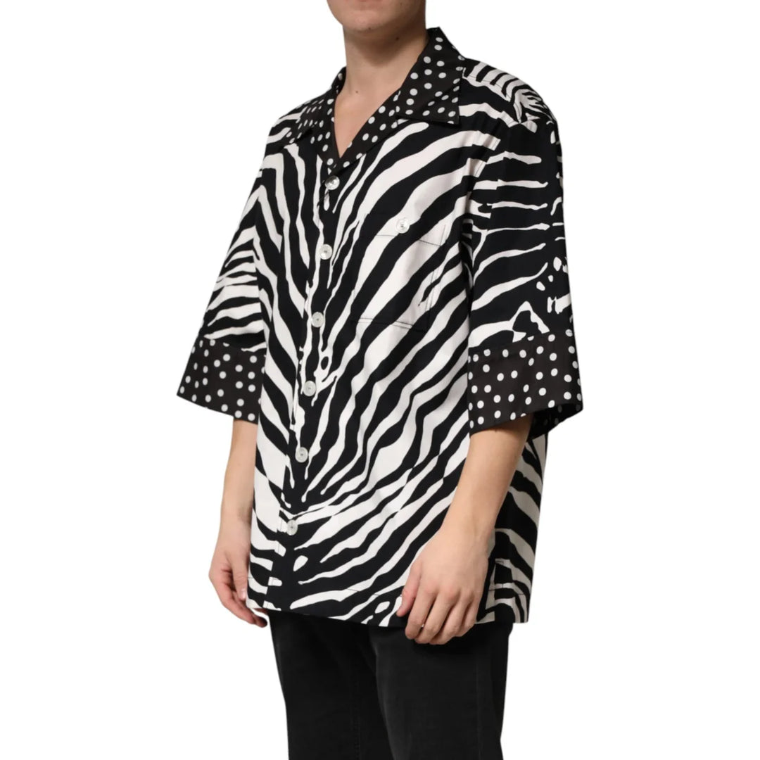 Dolce &amp; Gabbana Black White Zebra ButtonDown Oversize Shirt