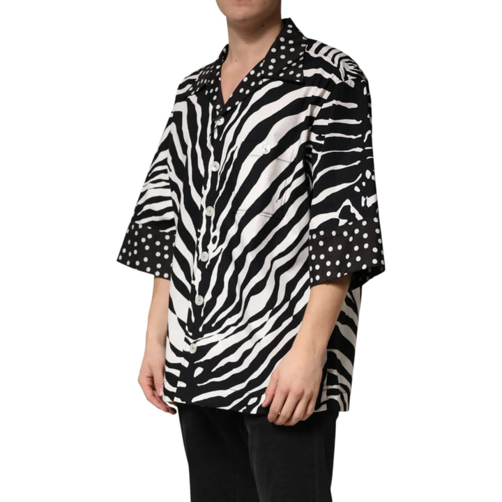 Dolce &amp; Gabbana Black White Zebra ButtonDown Oversize Shirt
