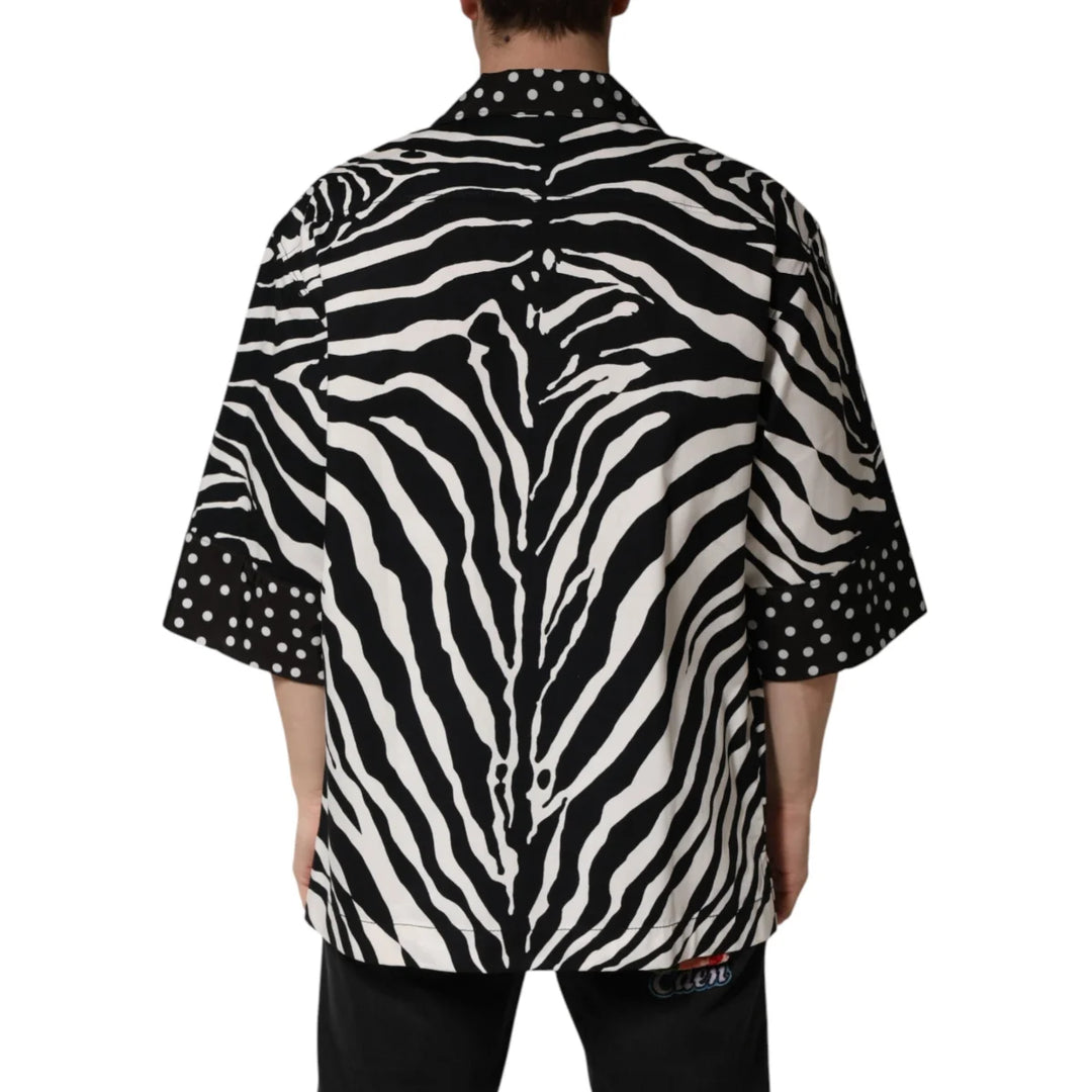 Dolce &amp; Gabbana Black White Zebra ButtonDown Oversize Shirt