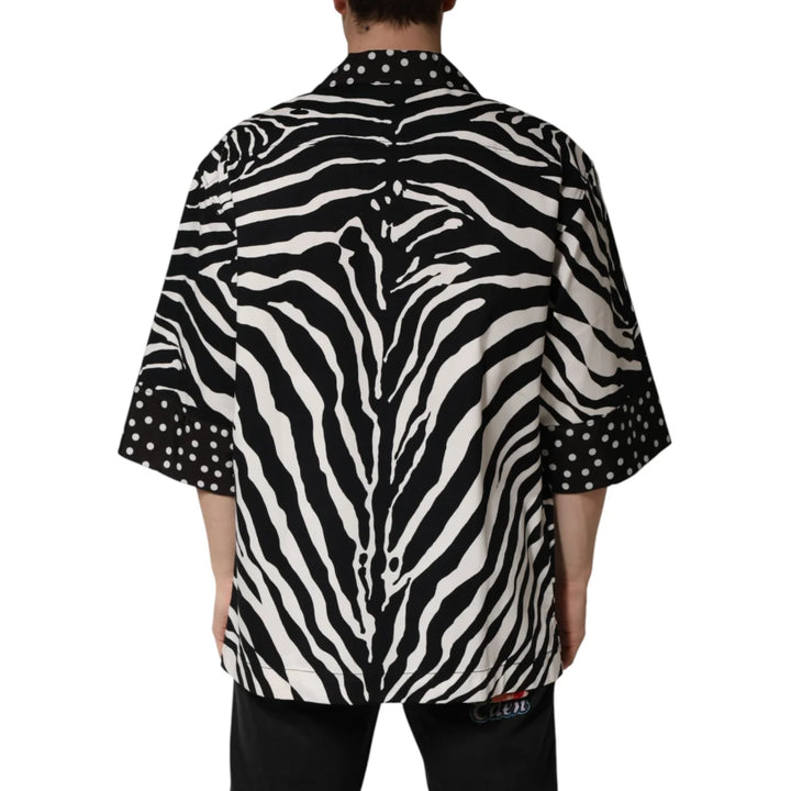 Dolce &amp; Gabbana Black White Zebra ButtonDown Oversize Shirt