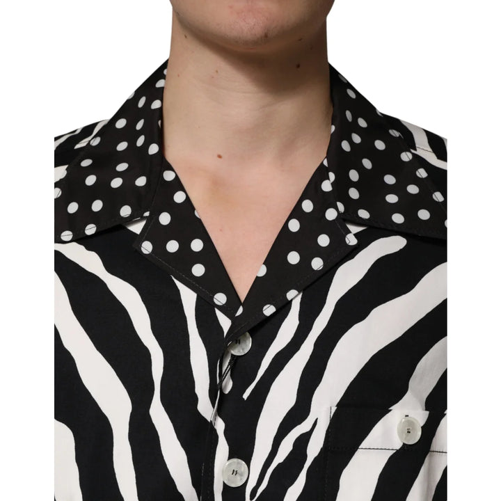 Dolce &amp; Gabbana Black White Zebra ButtonDown Oversize Shirt