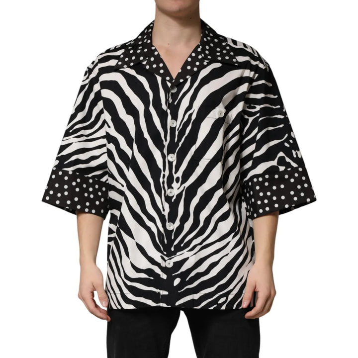 Dolce &amp; Gabbana Black White Zebra ButtonDown Oversize Shirt