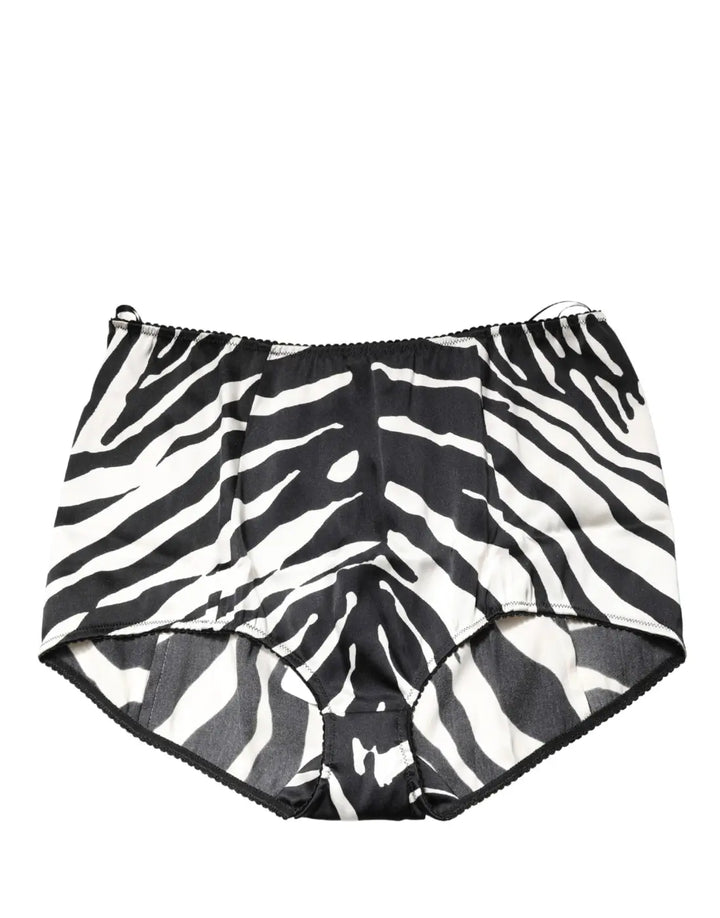Dolce &amp; Gabbana Black White Zebra High Waist Girdle Panty Underwear